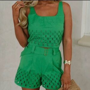Green Sleeveless Top and Shorts Set from these three boutique!